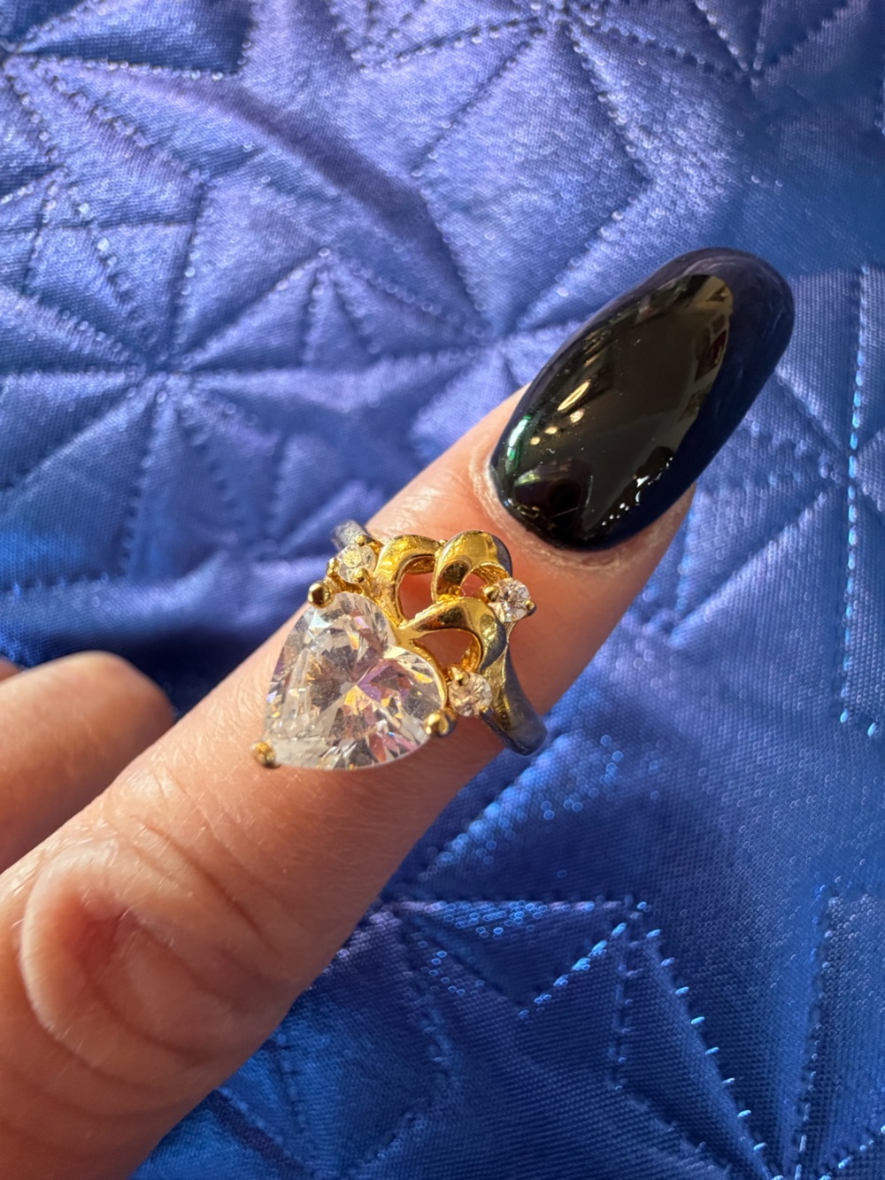 Park Lane Clear Heart Stone Gold-Tone Ring – Size 7